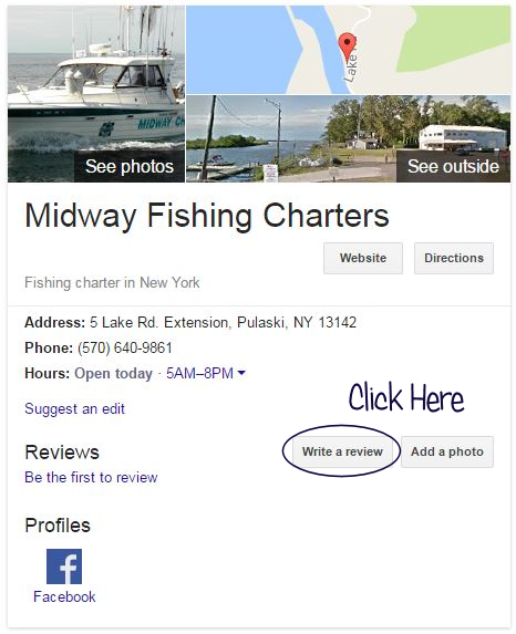 Midway charters Google listing